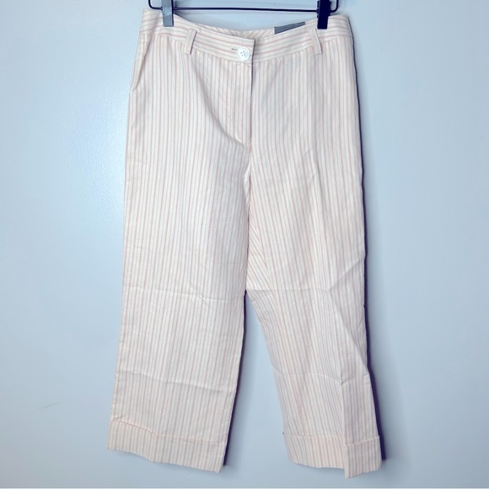 Ann Taylor Striped Linen Fit and Flare Capri Pants Size 4 NWT